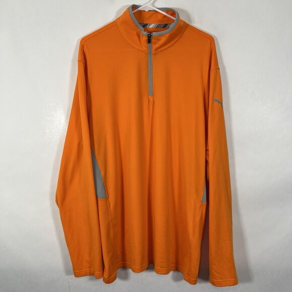 Puma Golf 1/4 Zip Pullover Jacket Mens Size XL Rickie Fowler Orange Performance - Picture 1 of 13